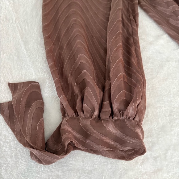 Venus Brown Sheer Lined Swirl Lower Ties Harem Style Pants Women's XS - Picture 4 of 6